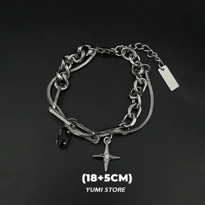 Retro Black Star Titanium Steel Bracelet – Trendy Hip Hop Unisex Jewelry