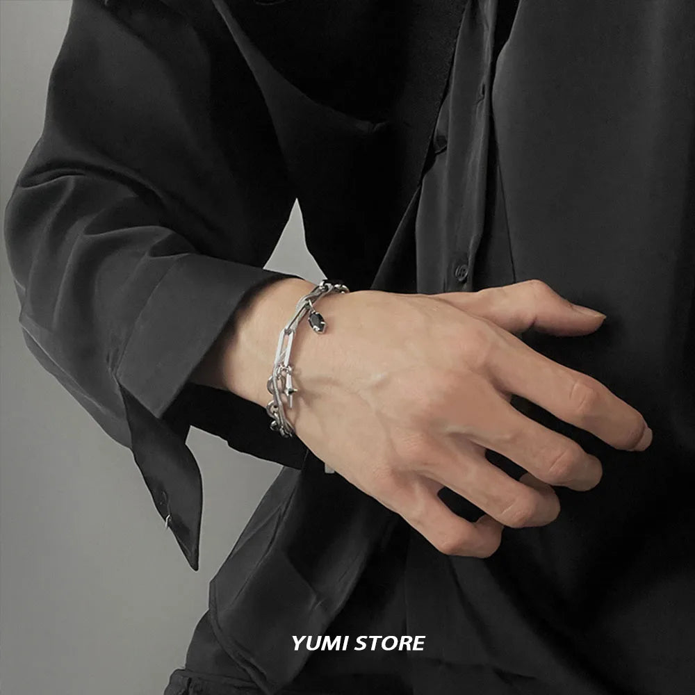 Retro Black Star Titanium Steel Bracelet – Trendy Hip Hop Unisex Jewelry