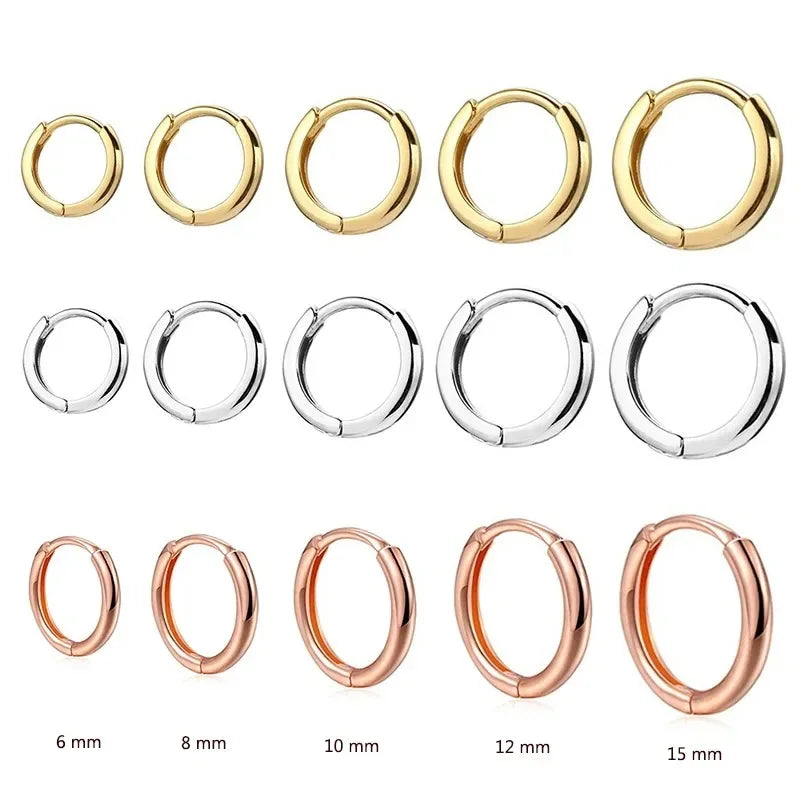 2pcs Gold Color Tiny Hoop Earrings for Women & Men