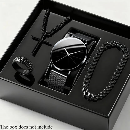 4-Piece Men’s Quartz Watch & Bracelet Set