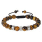 Personalized Tiger Eye Beaded Bracelet – Custom Engraved Stainless Steel Name Jewelry