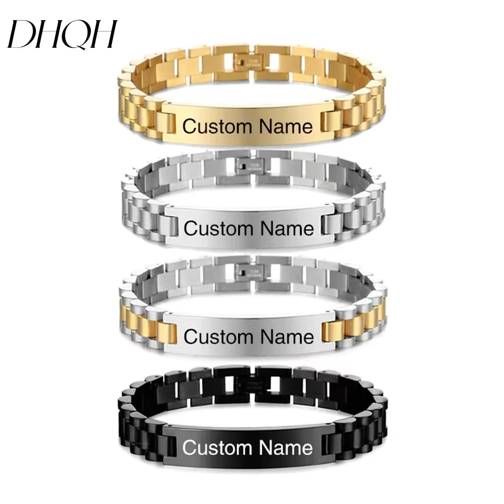 Gold Stainless Steel Mens ID Bracelets