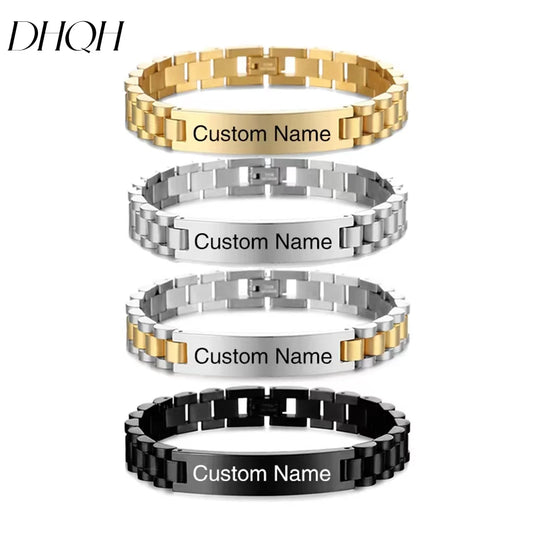 Gold Stainless Steel Mens ID Bracelets