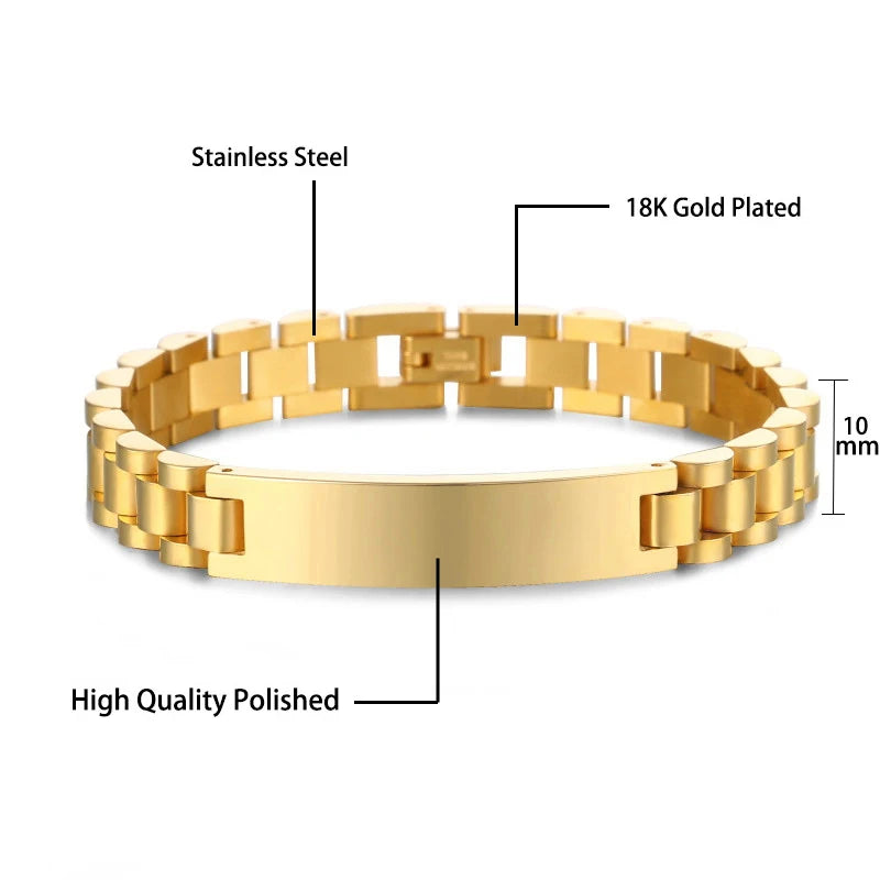 Gold Stainless Steel Mens ID Bracelets