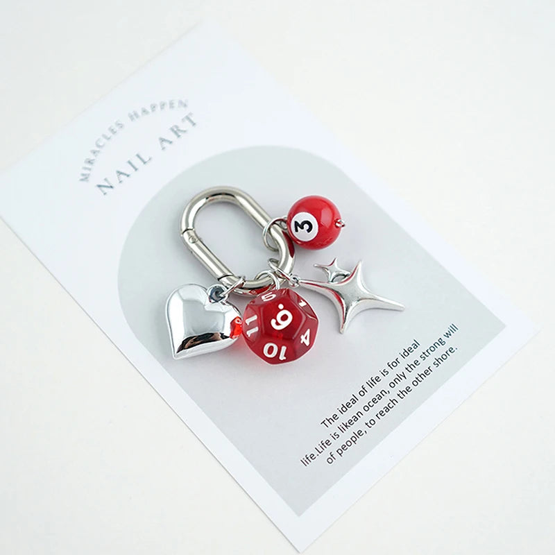 Handmade Edgy Black & White Dice Keychain