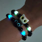 Fashion Luminous Beads Couple Bracelets with Glow-In-The-Dark Cat Charm