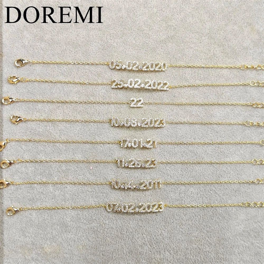 Custom Name Date Bracelet Crystal Birthstone