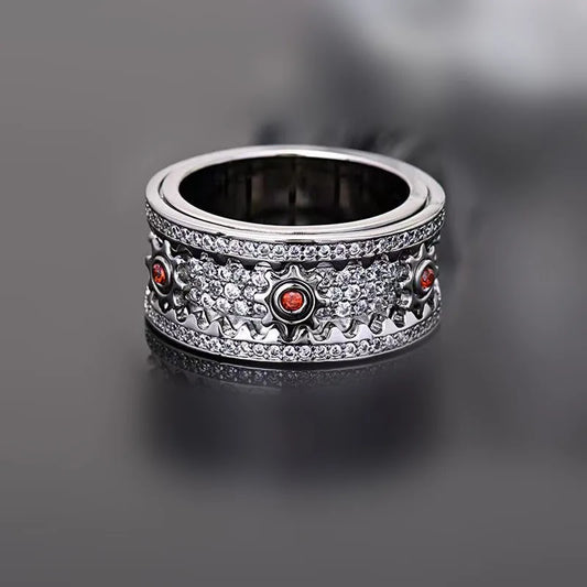 Personalized Spinner Gemstone Gear Ring