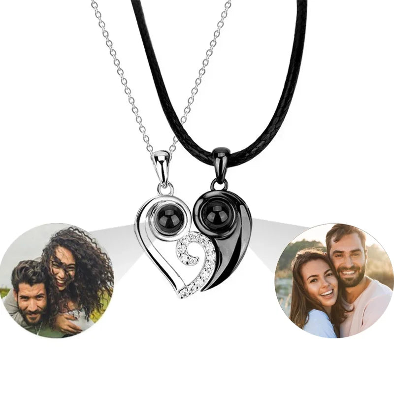 Heart Necklace Photo Personalized Picture Pendant Couple