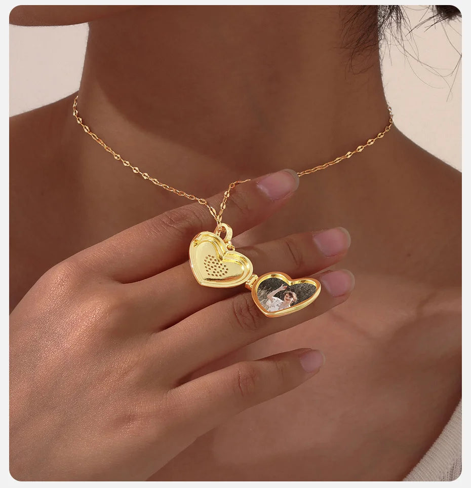 Stainless Steel Chain Heart Picture Custom Pendent Necklace