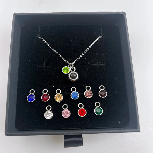 Birthstone Jewelry Custom Photo Projection Necklace Stainless Steel