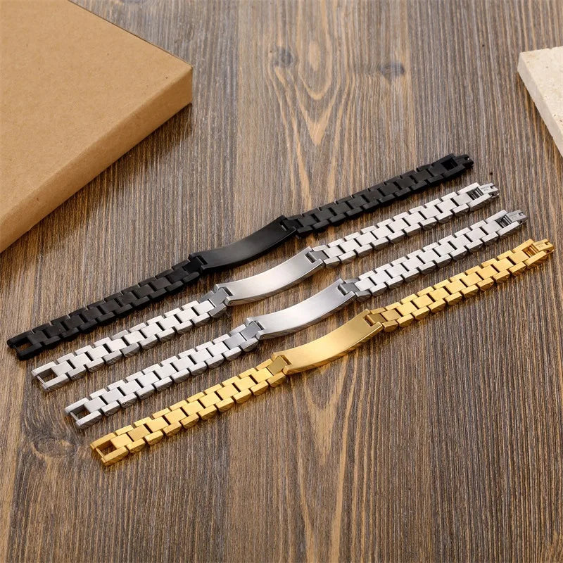 Gold Stainless Steel Mens ID Bracelets