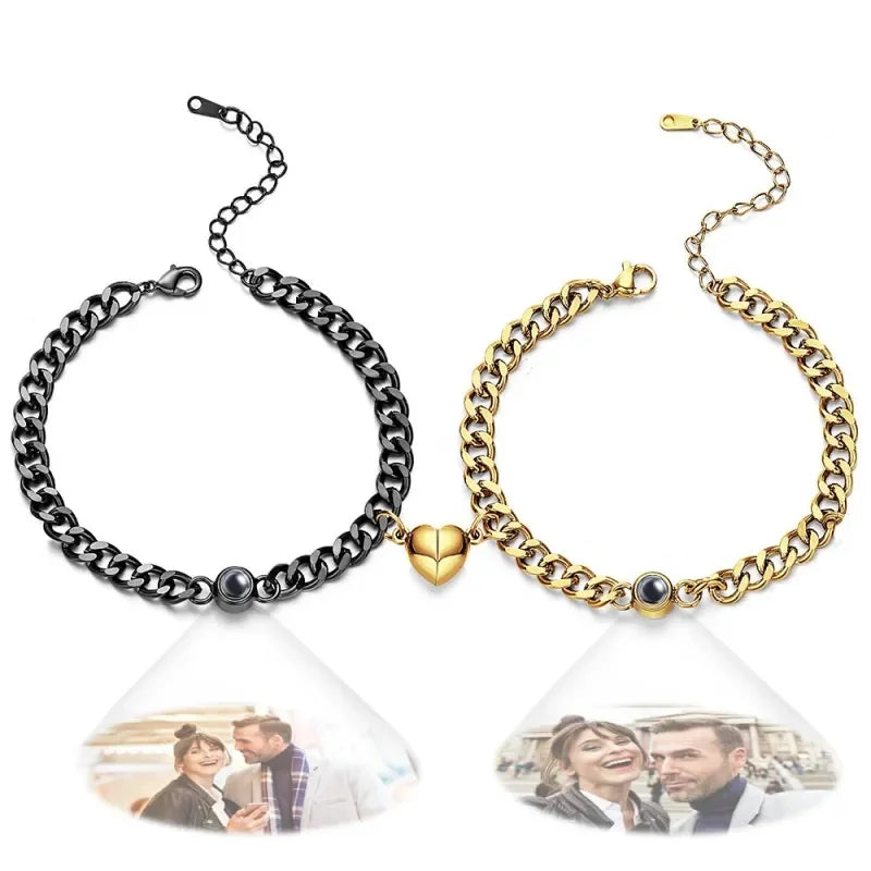 Personalized Photo Projection Couple Bracelet Set (2PCS)