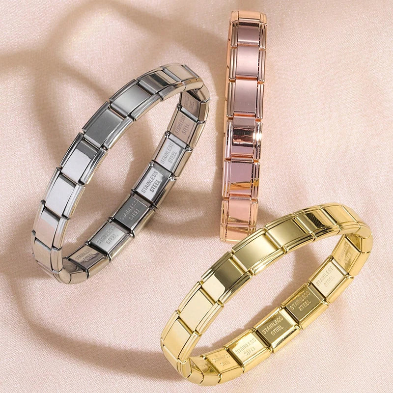 Italian Charm Stainless Steel Elastic Modular Bracelet