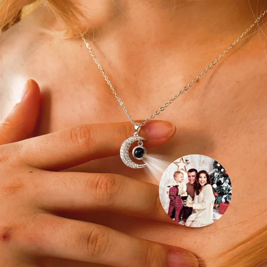 Custom Projection Photo Necklace Trendy Star Moon