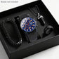4-Piece Men’s Quartz Watch Set with PU Leather Straps