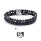 Personalize Men Photo Bracelets with Beads 2 Names
