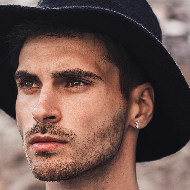 Moissanite Skeleton Cross Earrings