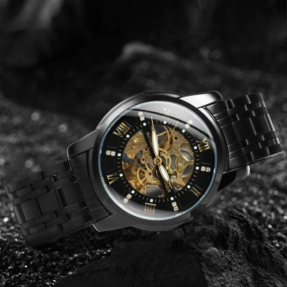 Watch for Men with Luminous Hands and Stainless Steel Strap