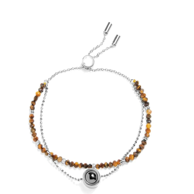 Personalized Photo Projection Bracelet Colorful Natural Crystal Stone Beads