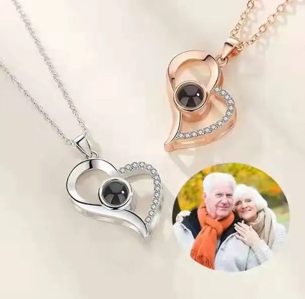 Custom Heart Projection Necklace – Personalized Photo Memory Gift