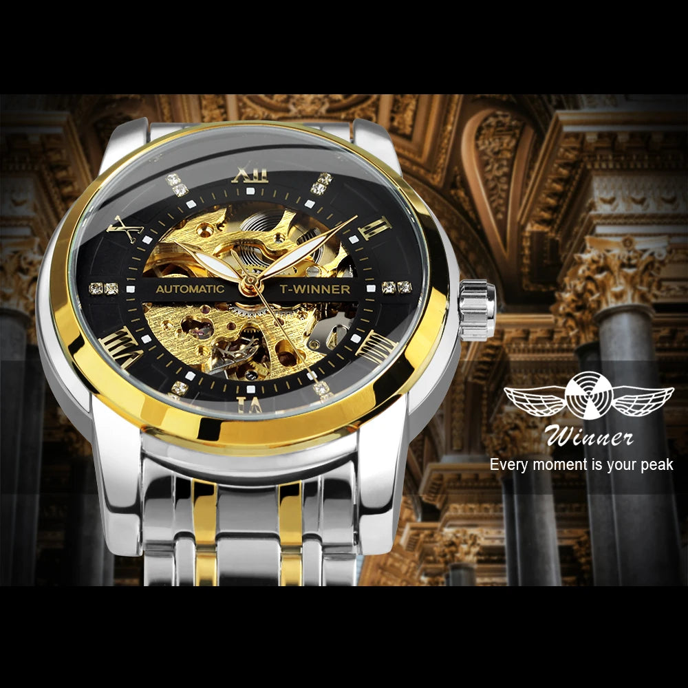 Watch for Men with Luminous Hands and Stainless Steel Strap