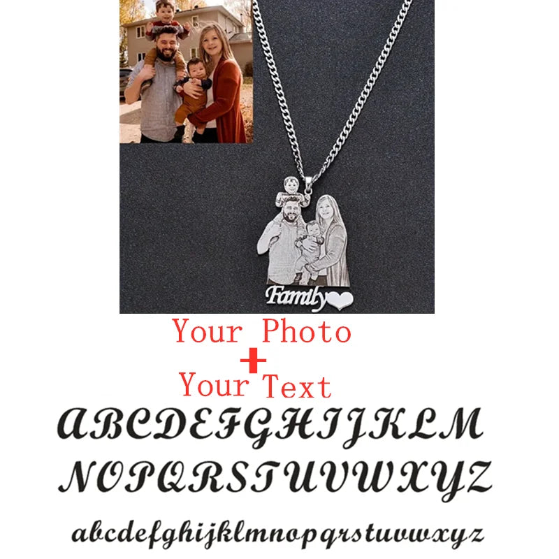 Engraved Personalized Stainless Steel Photo Necklace