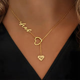 Personalized Couple Heartbeat Name Necklace – Custom Y-Shaped Chain Jewelry