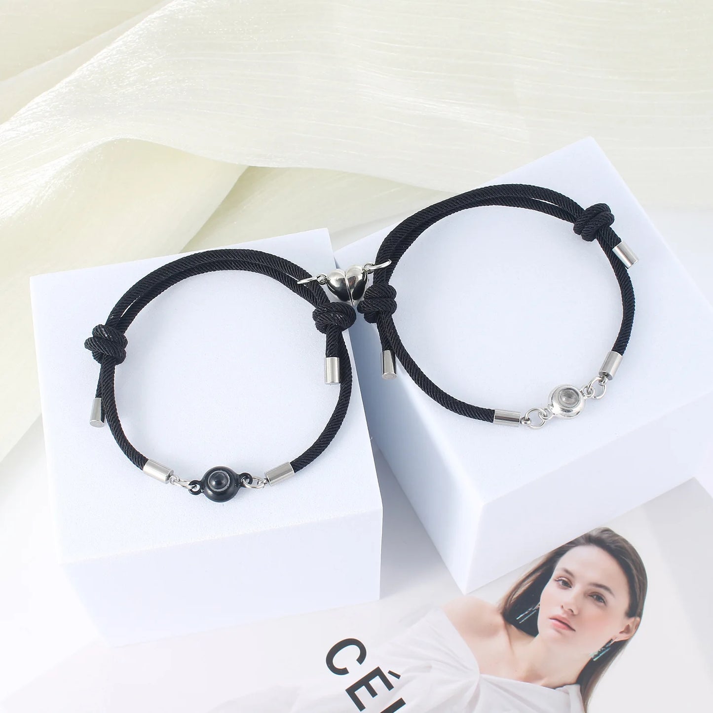 Couple Bracelet with Heart Magnetic Couple