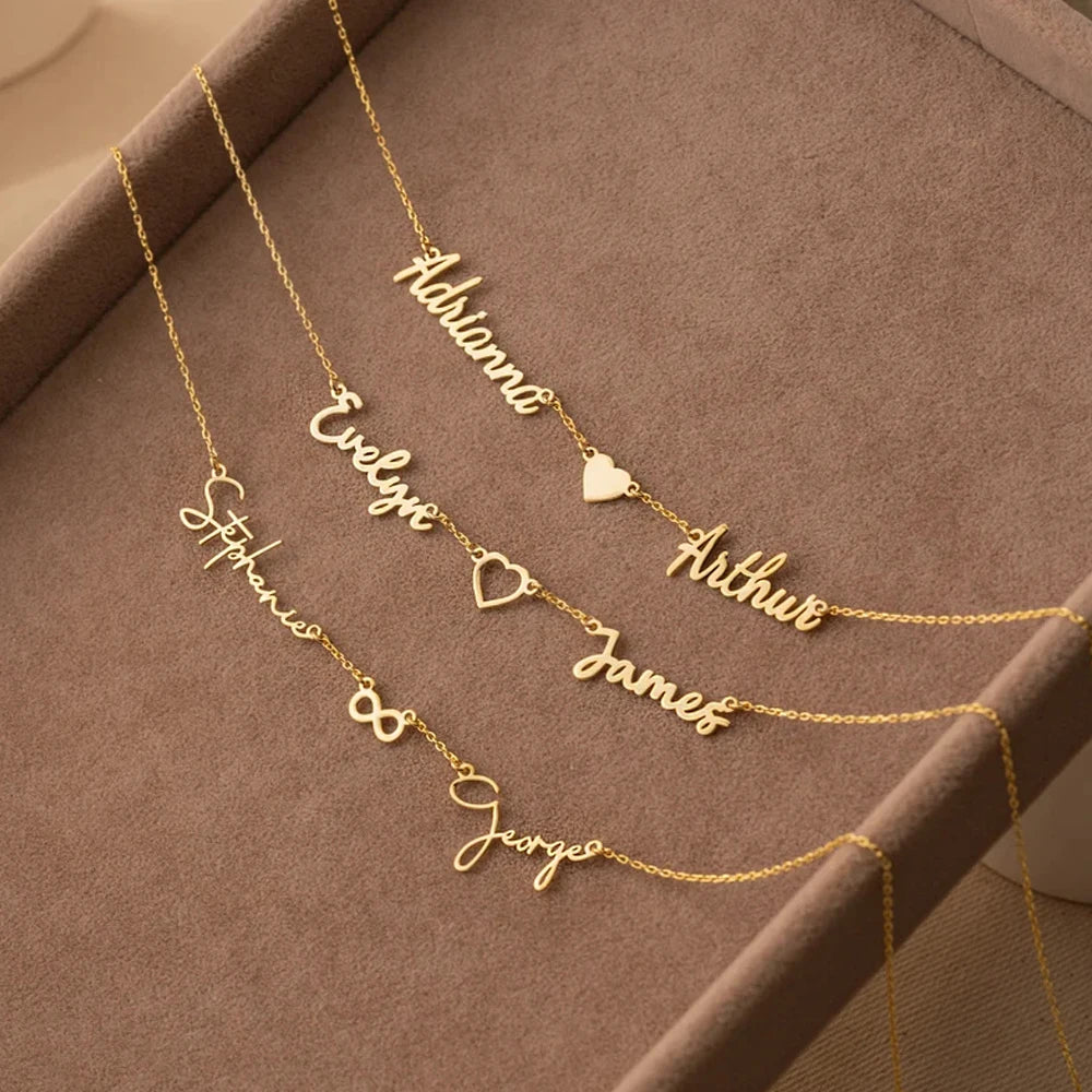 Lemegeton Custom Multiple Name Necklace – Personalized Stainless Steel Family Jewelry