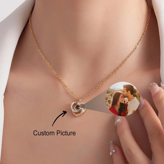 Personalized Heart Projection Necklace Custom Photo Memorial Jewelry Gift