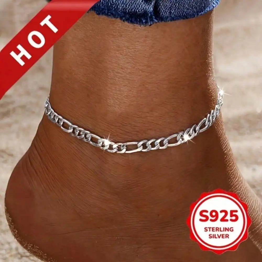 Unisex Minimalist Silver Dainty Ankle Bracelet