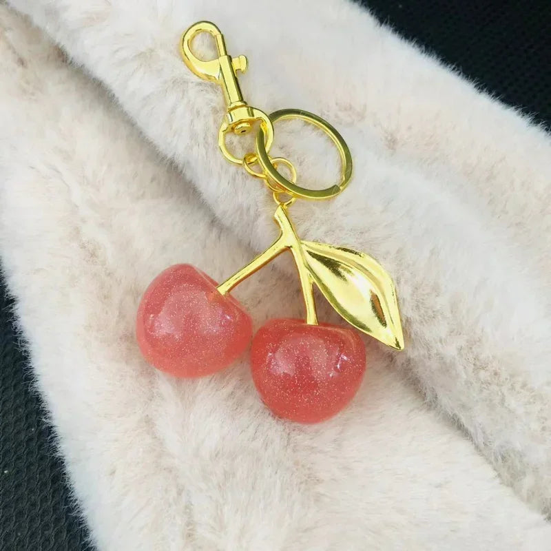 Cute Red Cherry Keychain