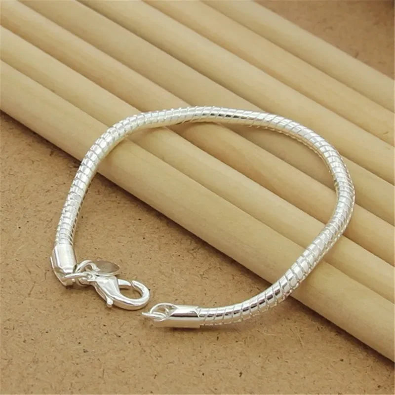 Fine 925 Sterling Silver Solid Chain Bracelet