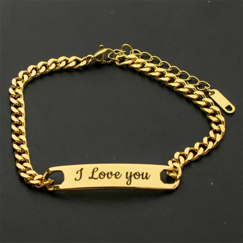 Gold Stainless Steel Mens ID Bracelets