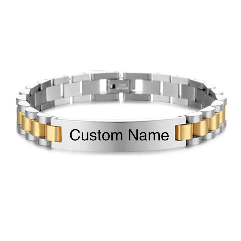 Gold Stainless Steel Mens ID Bracelets