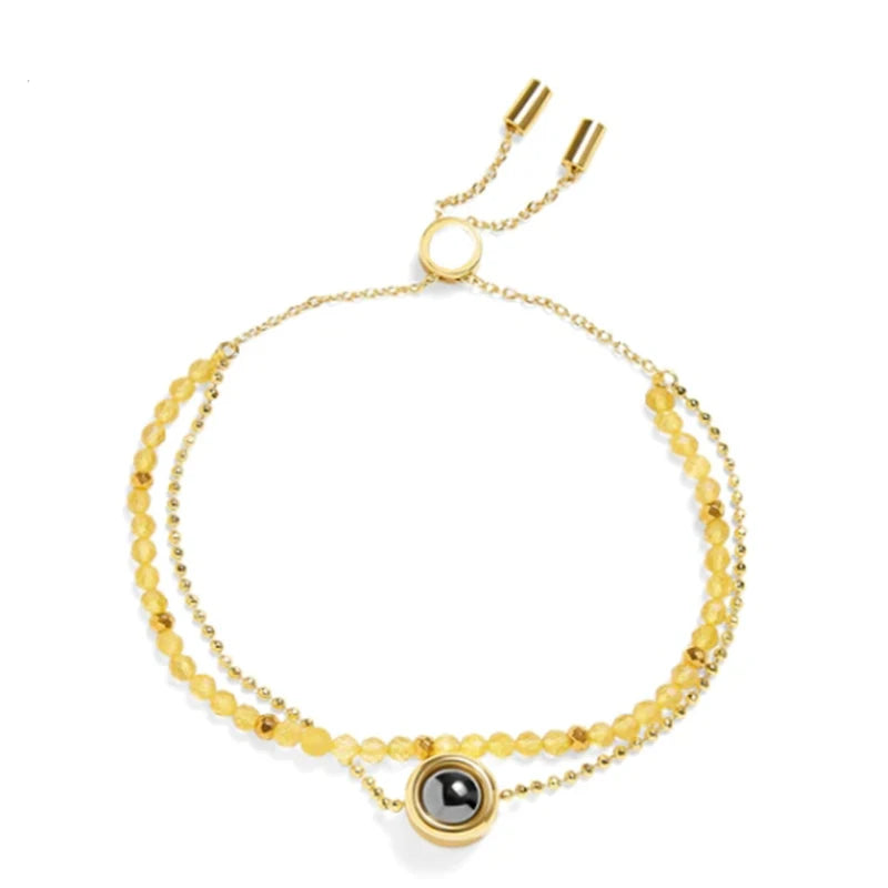 Personalized Photo Projection Bracelet Colorful Natural Crystal Stone Beads