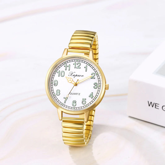 Elastic Stainless Steel Women’s Waterproof Watch with Luminous Hands