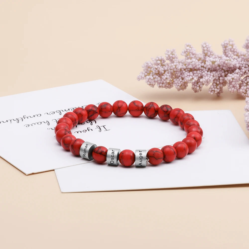 Personalized Stainless Steel Beaded Chain Name