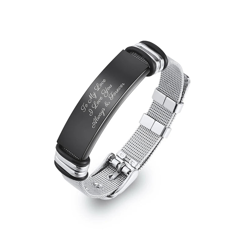 Custom Photo Text Bracelet Personalized Stainless Steel