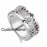 Personalized Spinner Gemstone Gear Ring