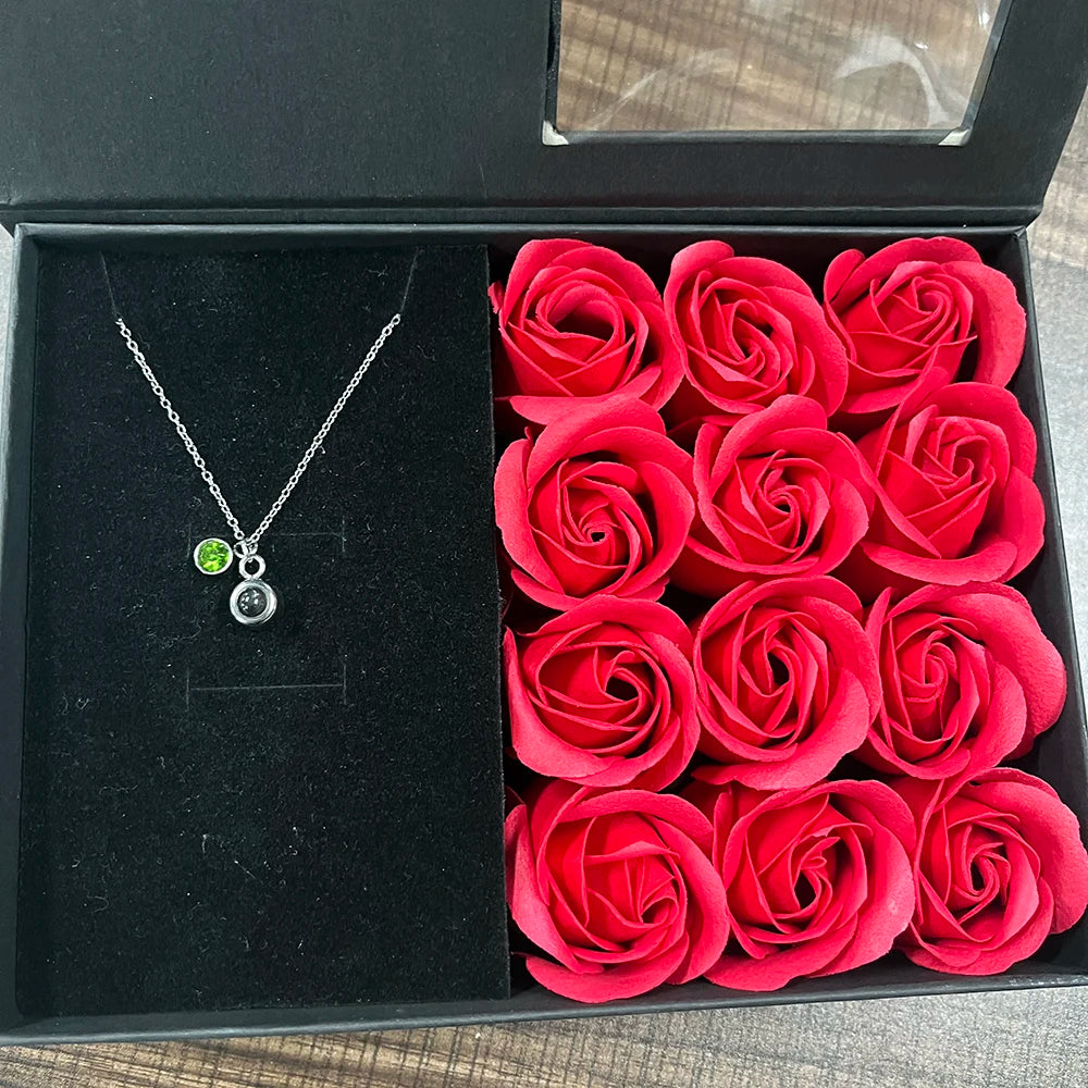 Birthstone Jewelry Custom Photo Projection Necklace Stainless Steel