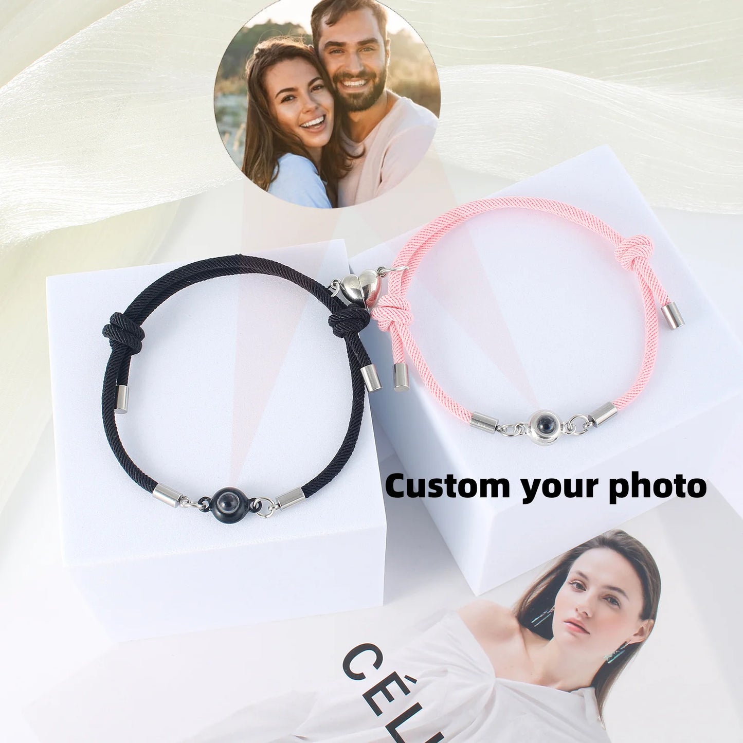 Couple Bracelet with Heart Magnetic Couple