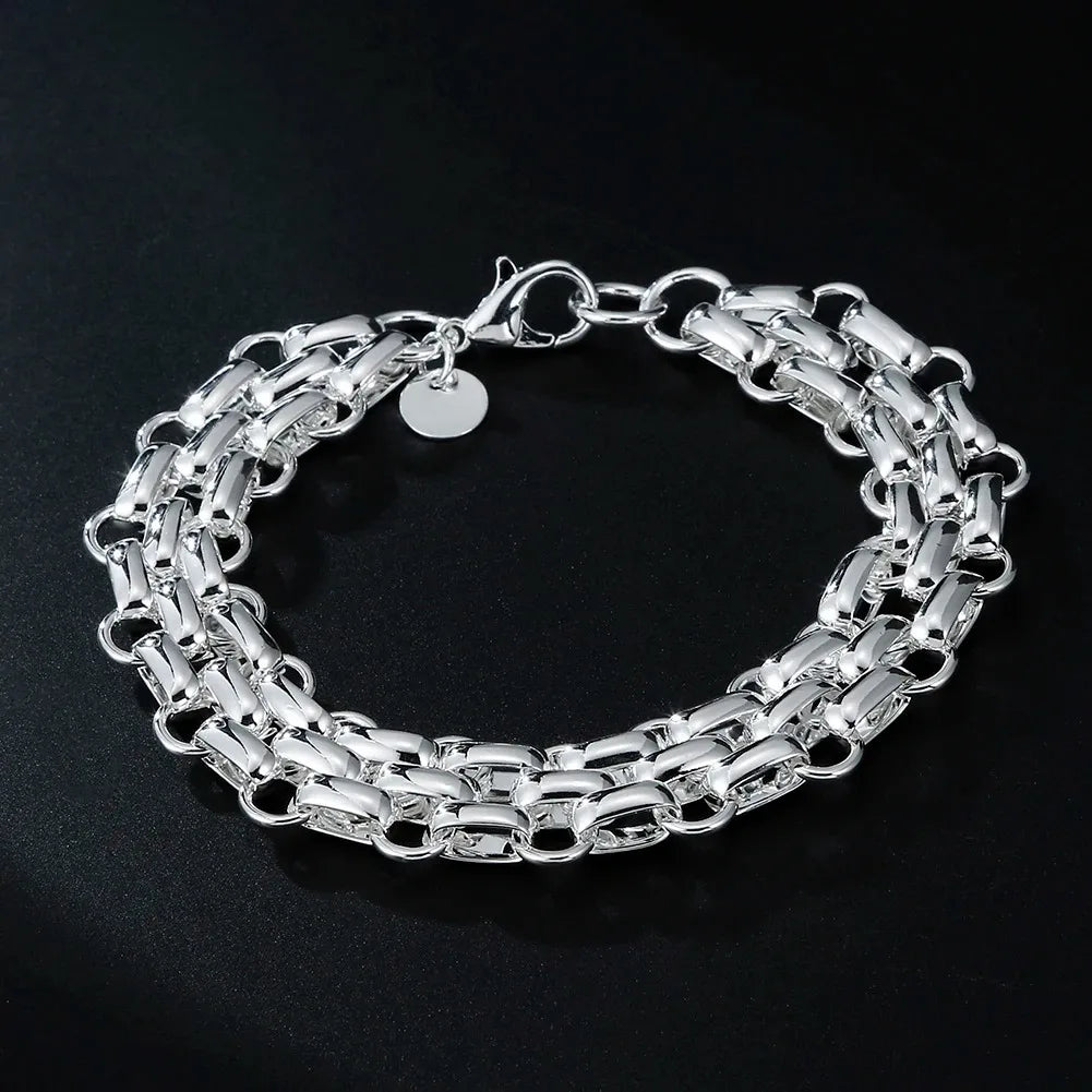 Fine 925 Sterling Silver Solid Chain Bracelet