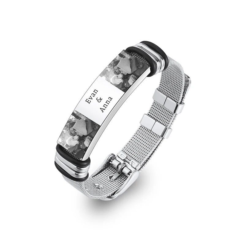 Custom Photo Text Bracelet Personalized Stainless Steel