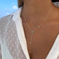 Emerald Green Teardrop Lariat Necklace Minimalist Y Drop Pendant for Women