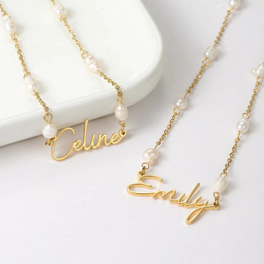 Customized Name Pearl Beaded Necklace