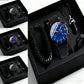 4-Piece Men’s Quartz Watch Set with PU Leather Straps
