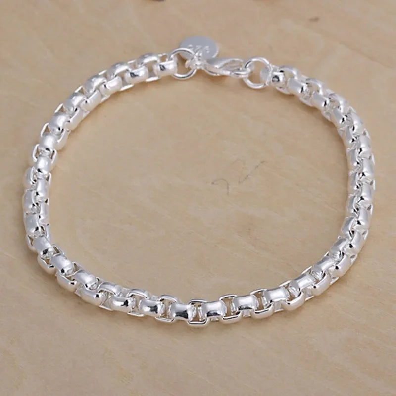 Fine 925 Sterling Silver Solid Chain Bracelet