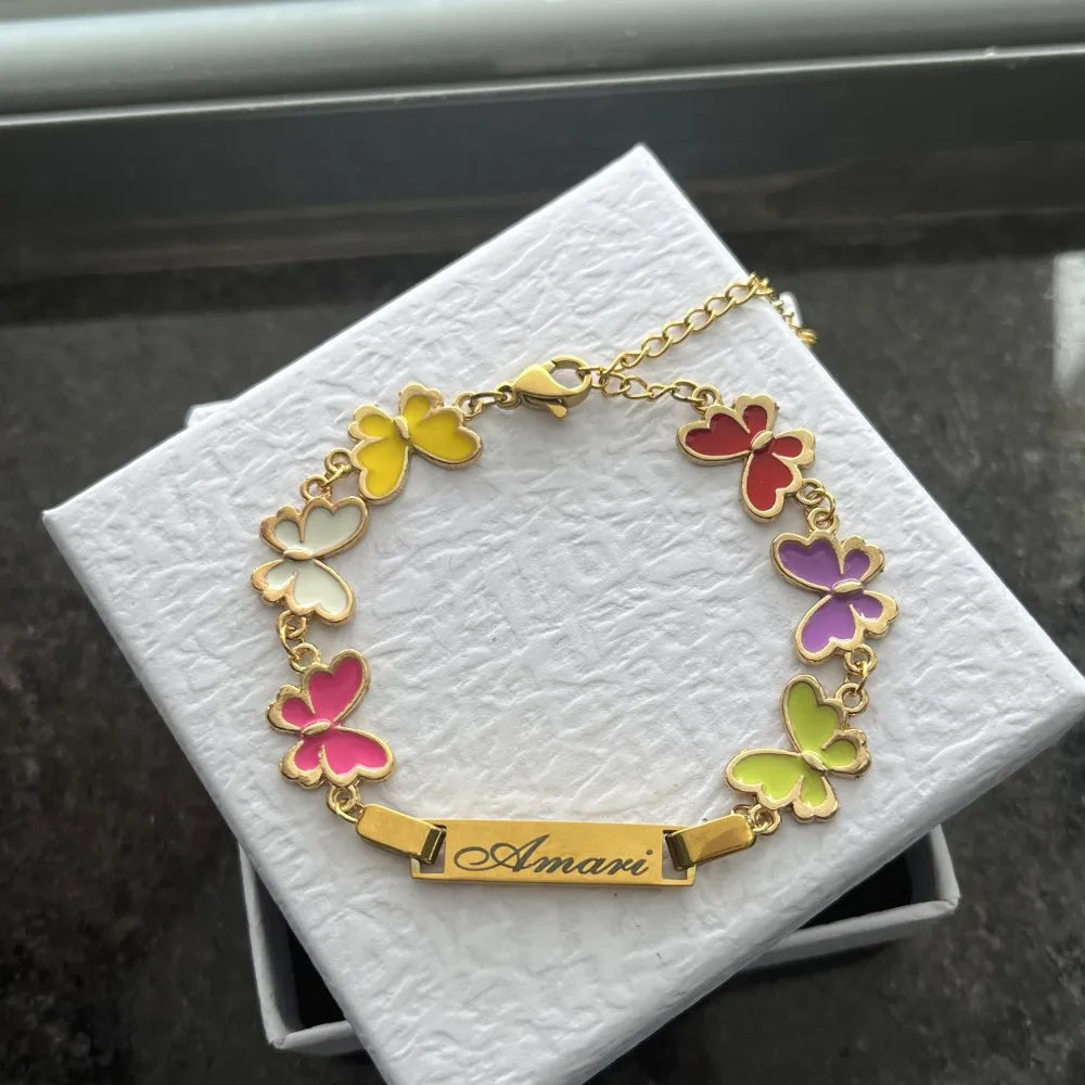 Nameplate Bracelet Butterfly Chain Personalized
